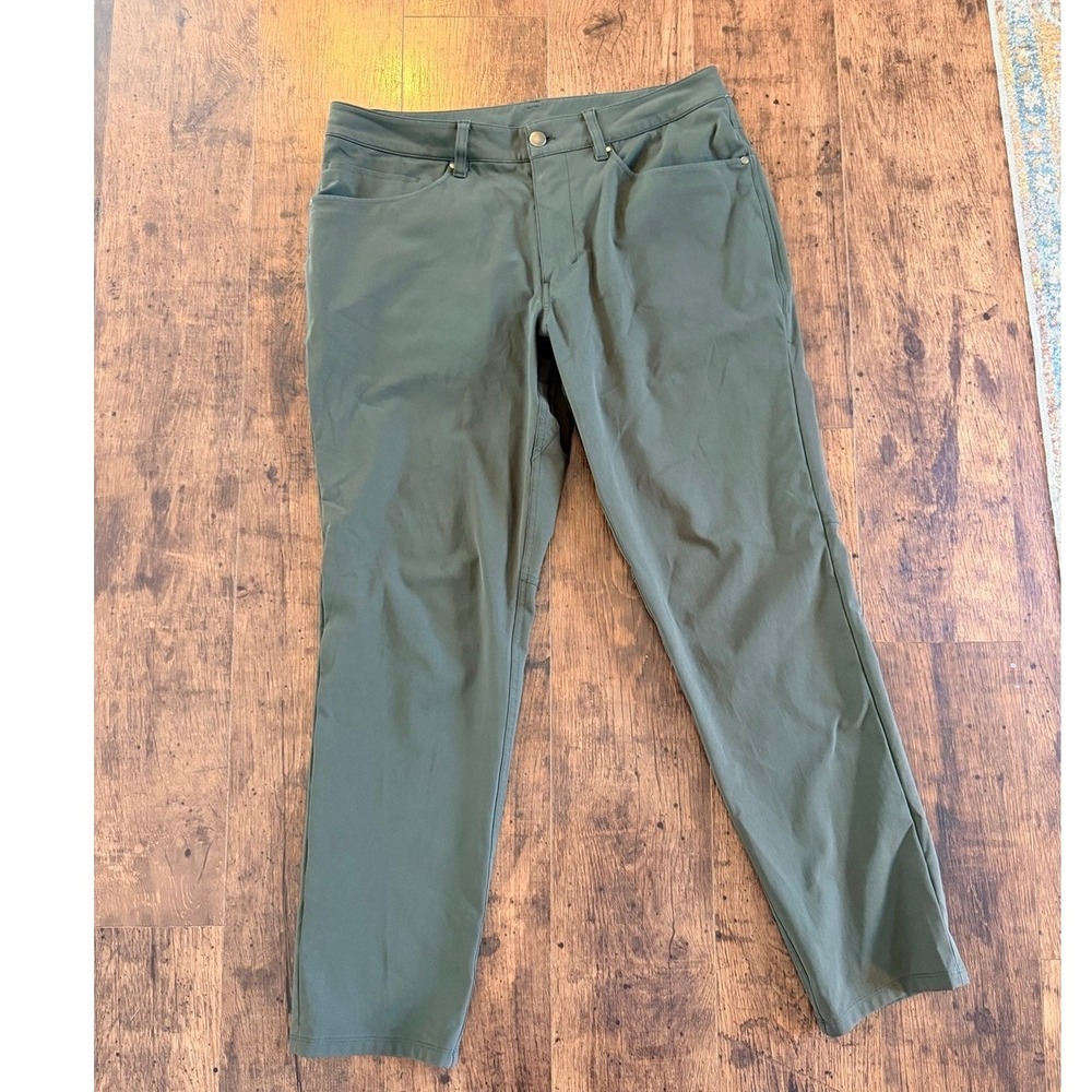 Lululemon ABC Pants Mens 32 Olive Green 5 Pocket Trousers Slim Fit 32x29